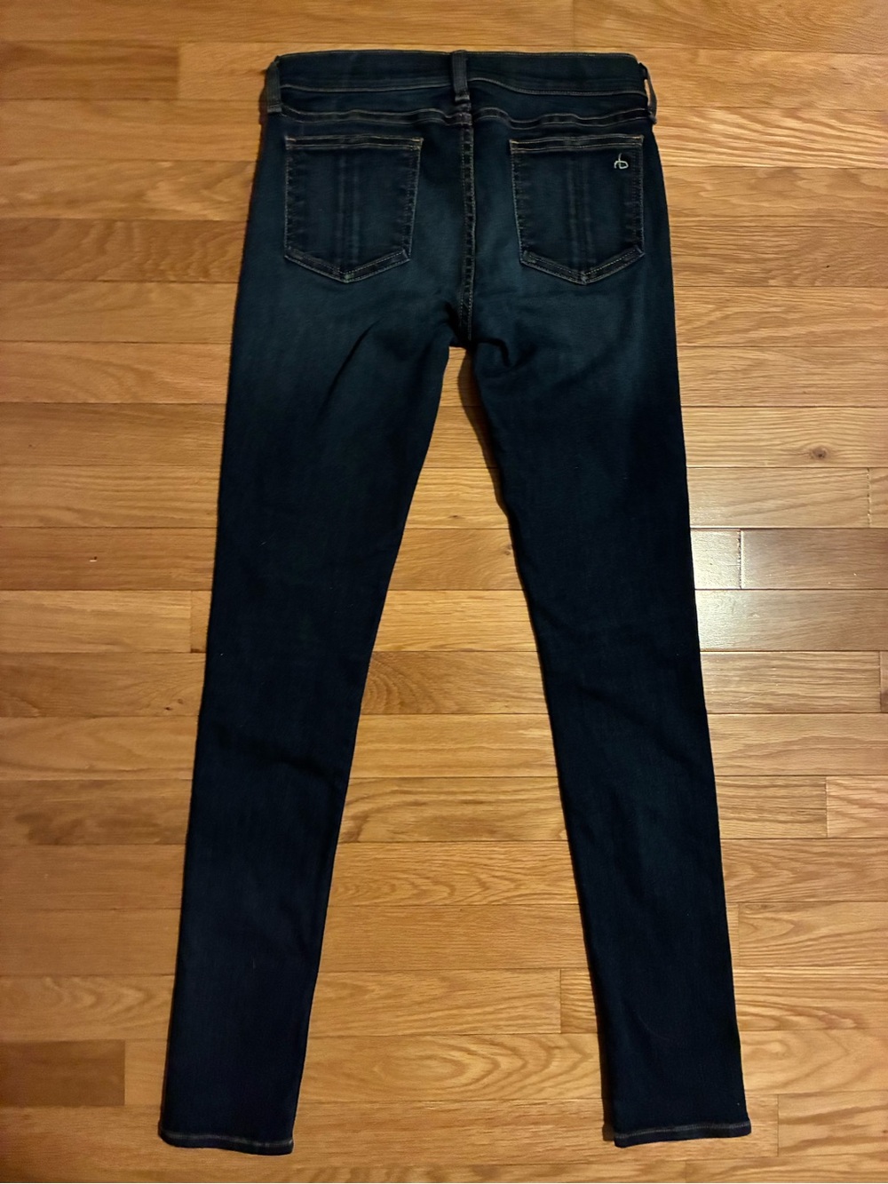 Rag & Bone High-Rise Straight Leg Jeans - Classic Blue Denim - Picture 3 of 6